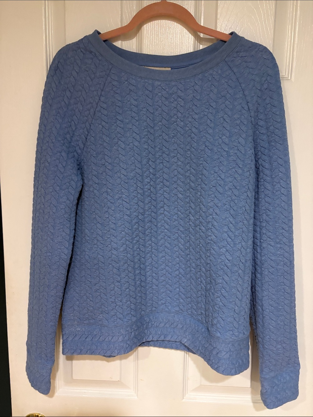 LOFT Sky Blue Cable-Knit Crewneck